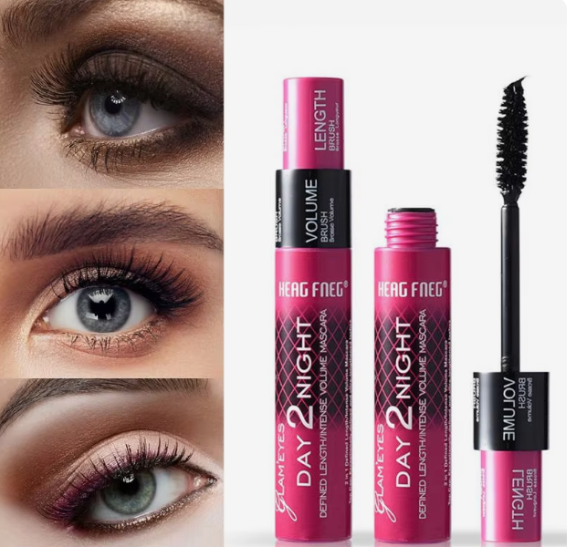 1 piece 2 in 1 - Long Lasting Waterproof 4D Silk Fiber Mascara - Volumizing, Lengthening & Defining Mascara for Beautiful Lashes All Day