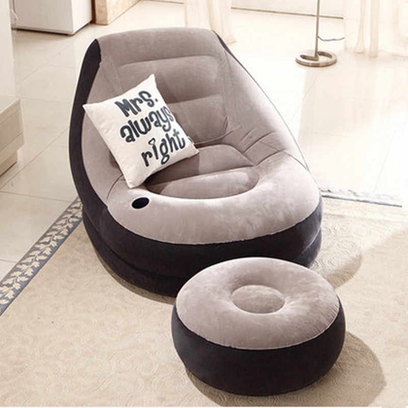 Handcrafted Inflatable Sofa Chair Set | Air Lounge Chair with Foot Rest Cushion