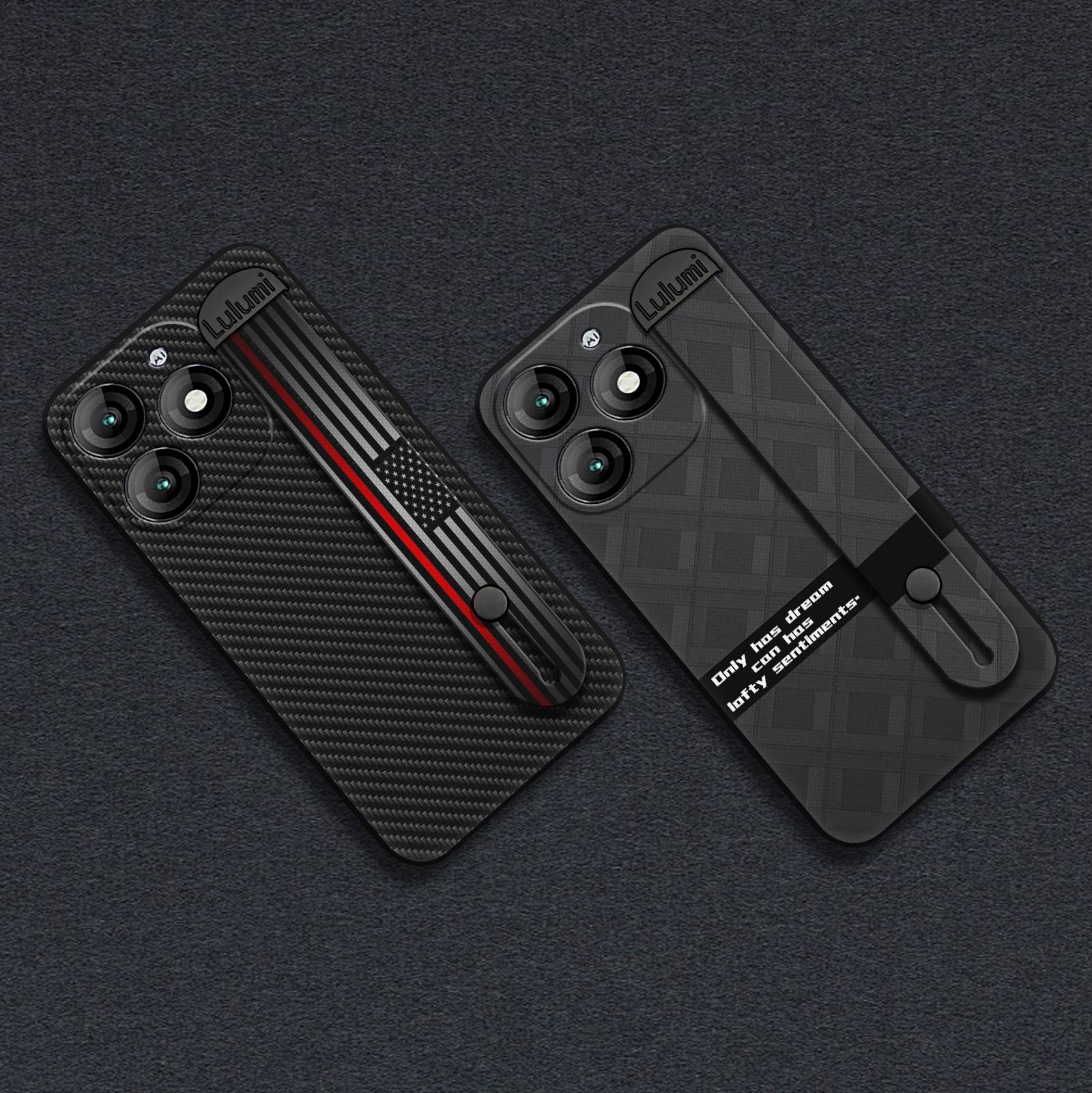 Silicone Anti-knock Phone Case For Itel A70 Commerce Personality Phone Holder Wristband Kickstand Protective Plain color