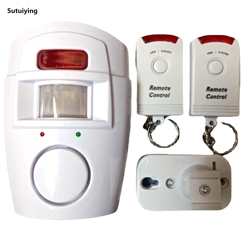 Sutuiying Motion Detector Alarm with 2 Remote Controls PIR Motion Sensor Detector New Alarm Home Security System for Door Shed Garage Caravan
