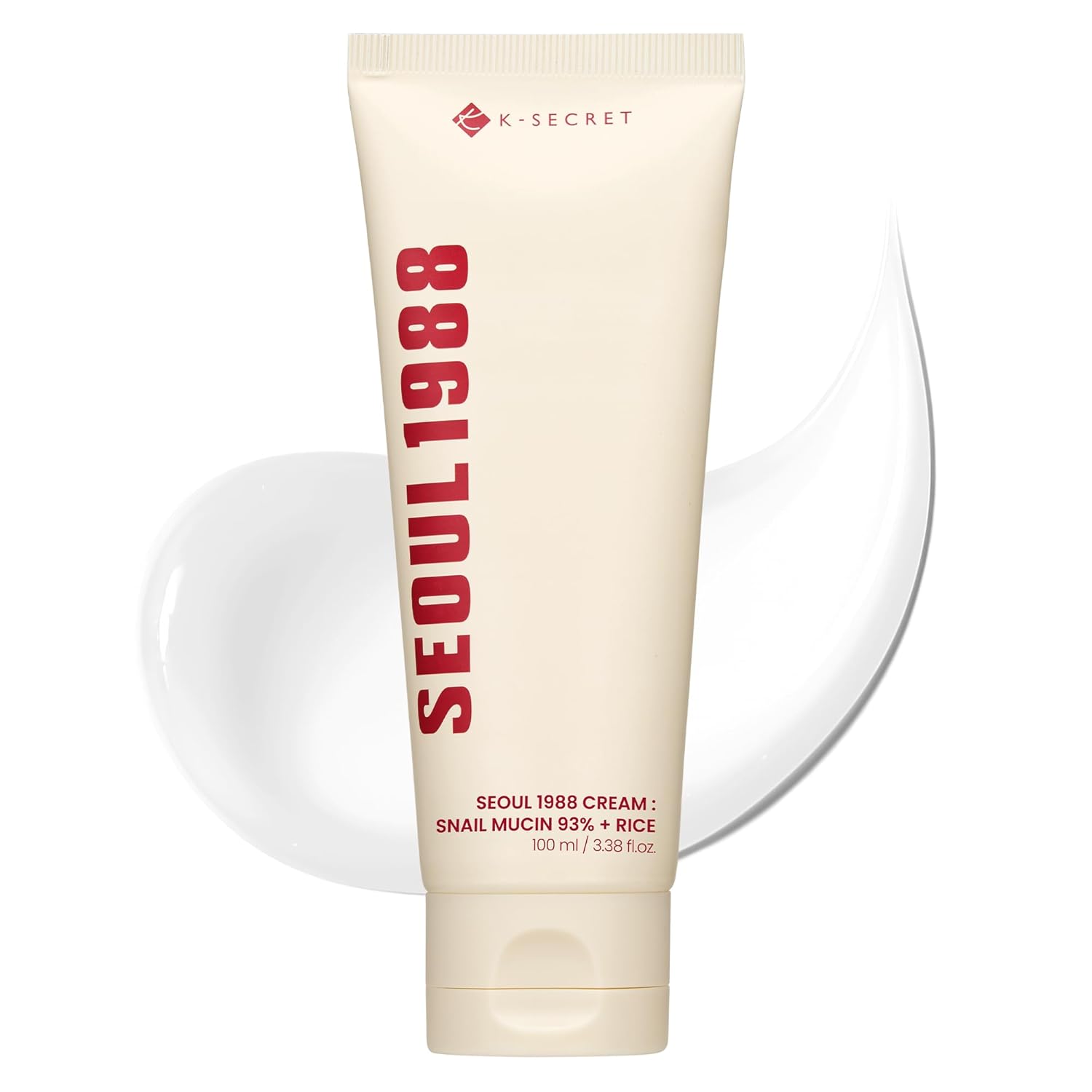 K-SECRET Snail Mucin 93% Cream (100ml) - Lightweight Hydrating Facial Moisturizer with Panthenol, Ectoin & Rice Extract