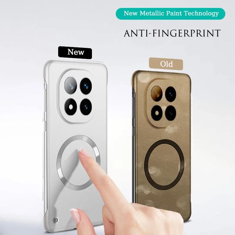 Luxury Ultra Thin Metallic Frameless Magnetic Case For POCO X7 F6 F7 Pro Xiaomi 15 14 13 Ultra Magsafe Shockproof Matte Cover