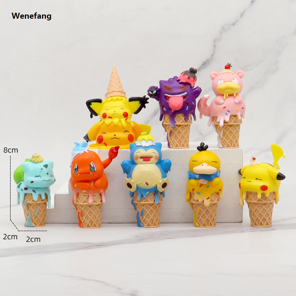Wenefang Hot Pokemon ice cream Anime figure model Action Figure Pikachu Fashion Gengar Model Toy Cartoon Collectible Doll For Kids Gifts