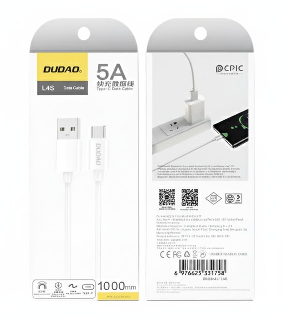 Dudao L4S Type-C Data Cable USB-A to USB-C Cable Charging And Data Transfer USB To Type-C Data Cable.
