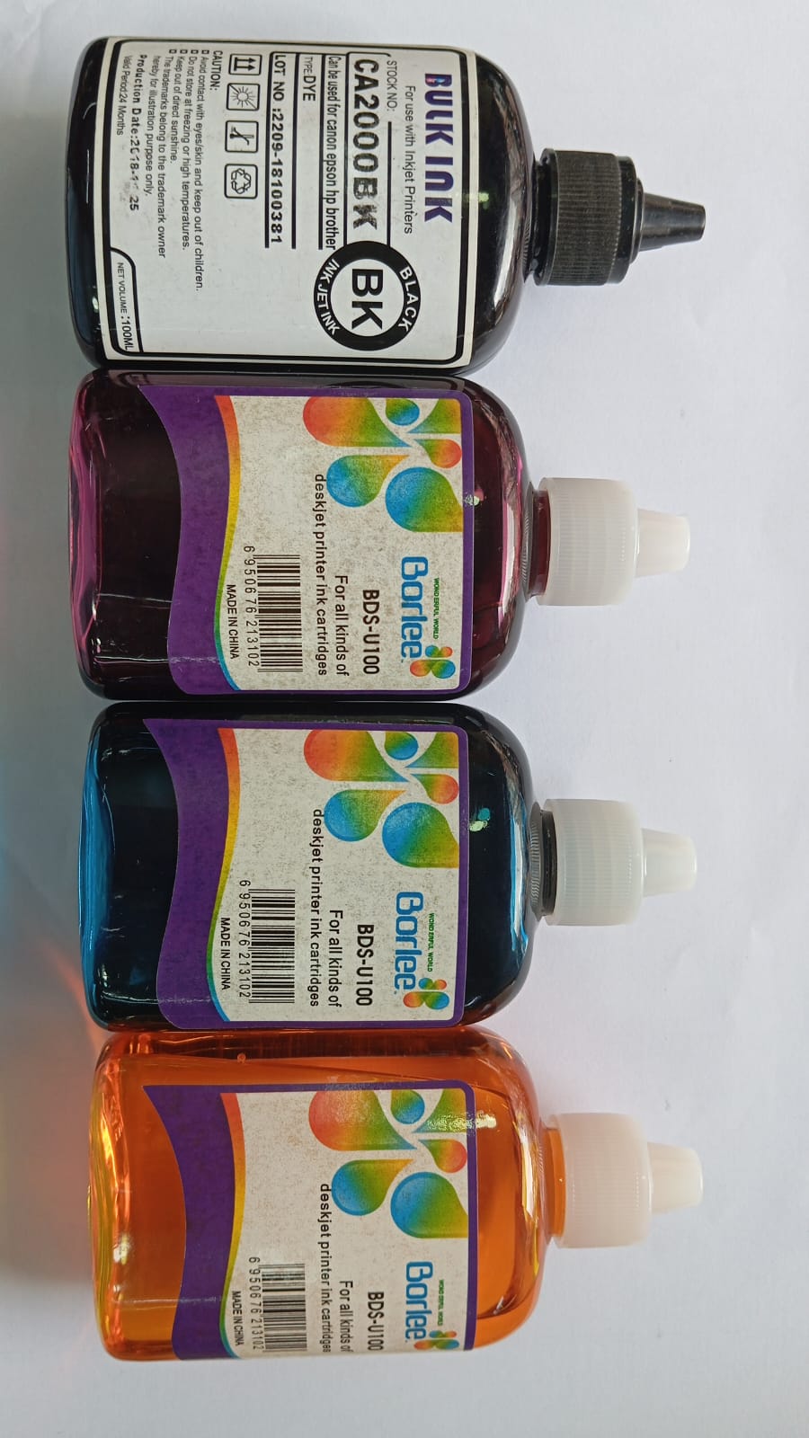 REFILL INK FOR INJECT PRINTER Borlee ink in liquid form ( 1 sets - 4 colour)