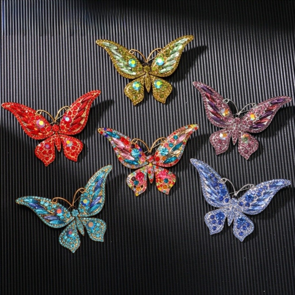 Elegant Retro Style Butterfly Brooch Colorful Crystal Luxury Multicolour Crystal Brooch Metal Insect Zircon Pins Lapel Pins Clothes Decoration