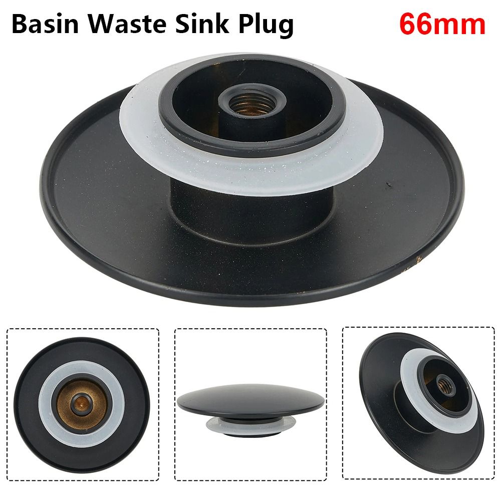 1Pcs New Push Button Waste Sink Plug Black Click Clack Drain Stopper Brass 66mm Basin PopUp Cap Replacement Part for Bathroom Sink