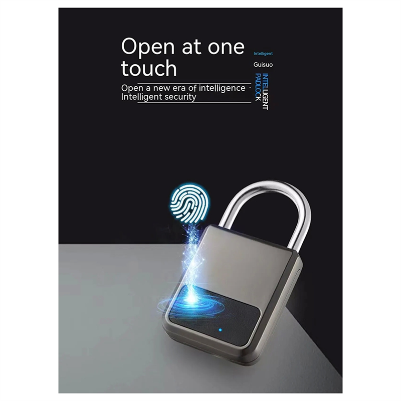 Smart Portable Fingerprints Tuya APP Pad Lock with USB Key Support for Emergency Easy Install (Grey)