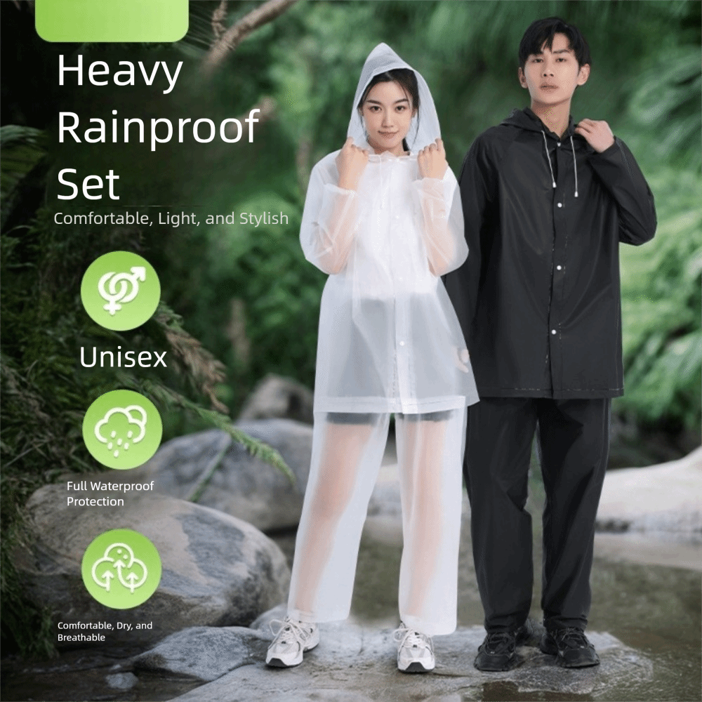 Durable Eva Raincoat Set Windproof Strengthen buttons Split Raincoat Adjustable Full Coverage Cycling Raincoat Cycling