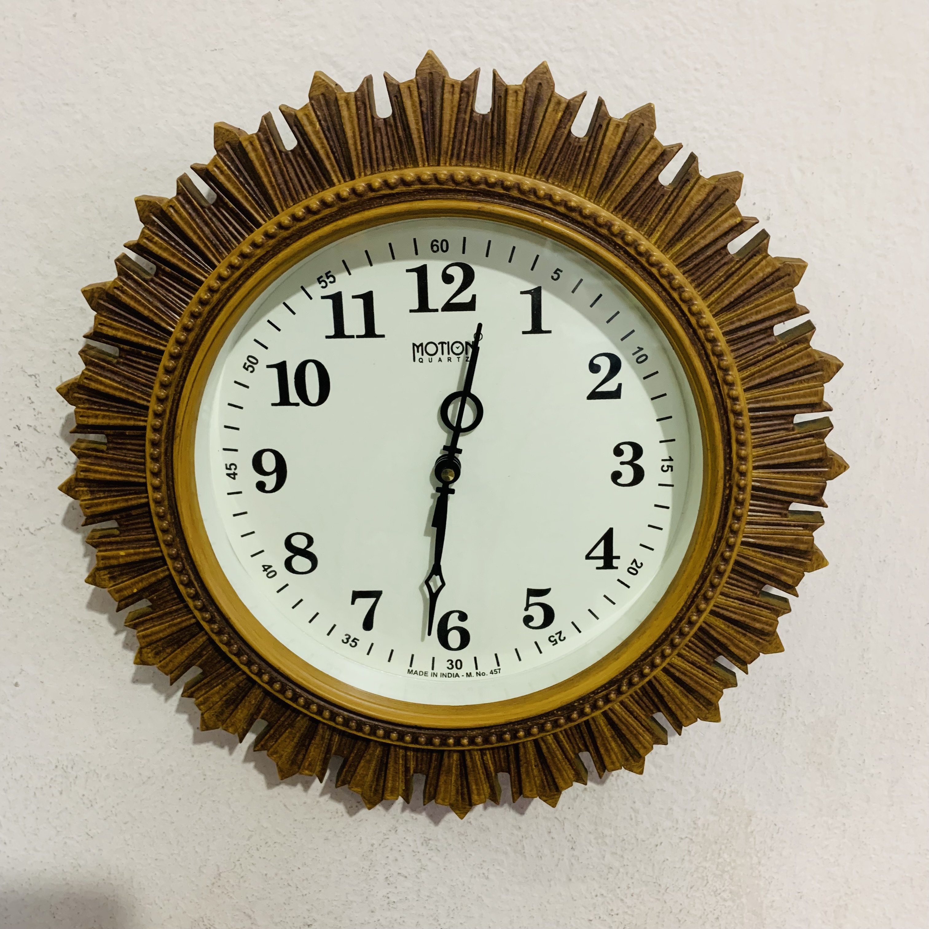 Watch House || New Attractive Sun Design Wood Color Numbering Dial Premium Quality || Best For Home / Restrunt / Office / Leaving Room