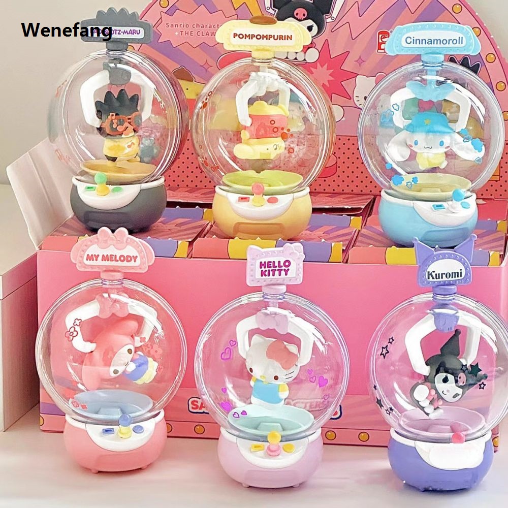 Wenefang Sanrio HelloKitty Kuromi Blind Box Anime Clip Doll Machine Series Hot Selling Cinnamonoll Figure Ornament Room Decoration Toy Birthday Gift