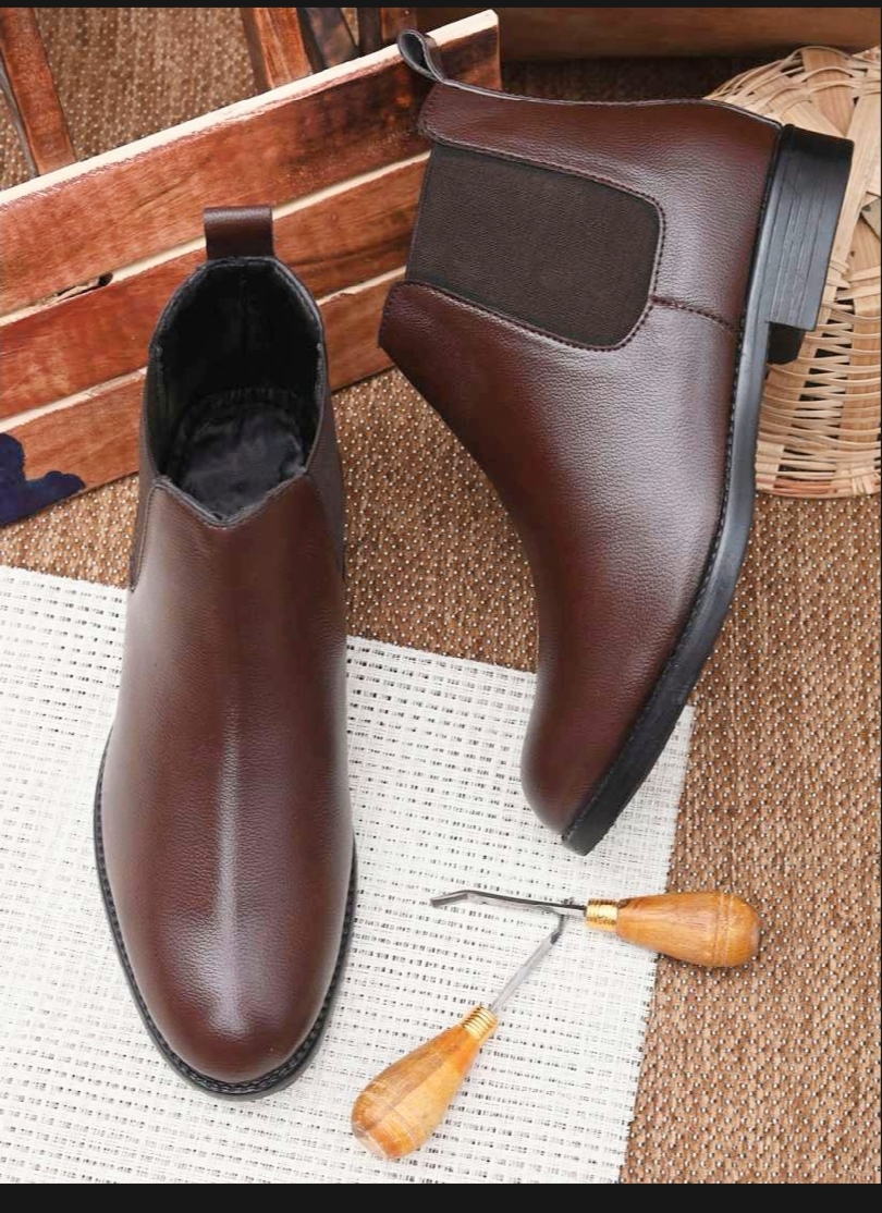 Brown Leather Premium Ankle Boots For Men