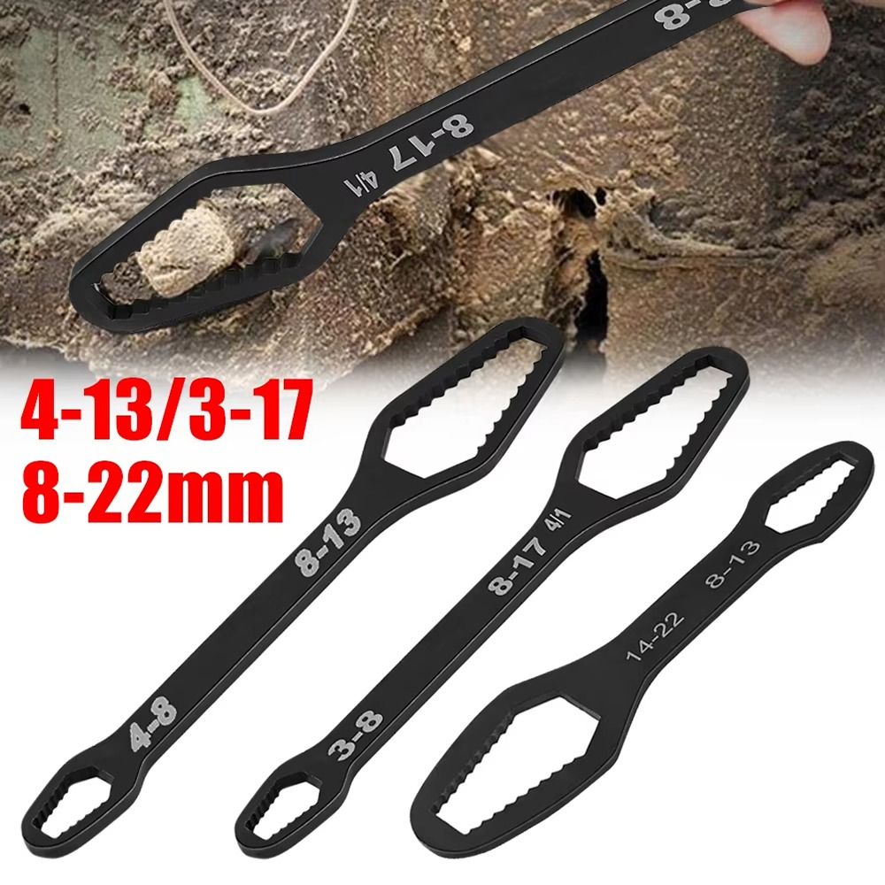 1Pcs New 3-17mm Universal Wrenches Thickened Adjustable Double-Head Wrench Black Multifunctional Self-tightening Torx Spanner Bicycle Car