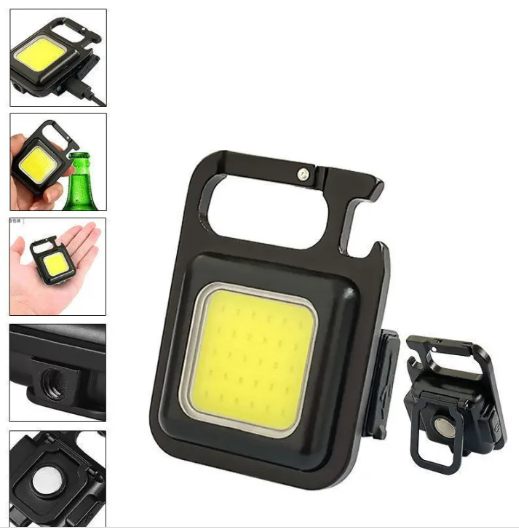 Multifunctional Portable USB Rechargeable Work Light Small Flashlight Mini COB Outdoor Keychain Light for Emergency Camping Fishing 800 Lumens warning safety light