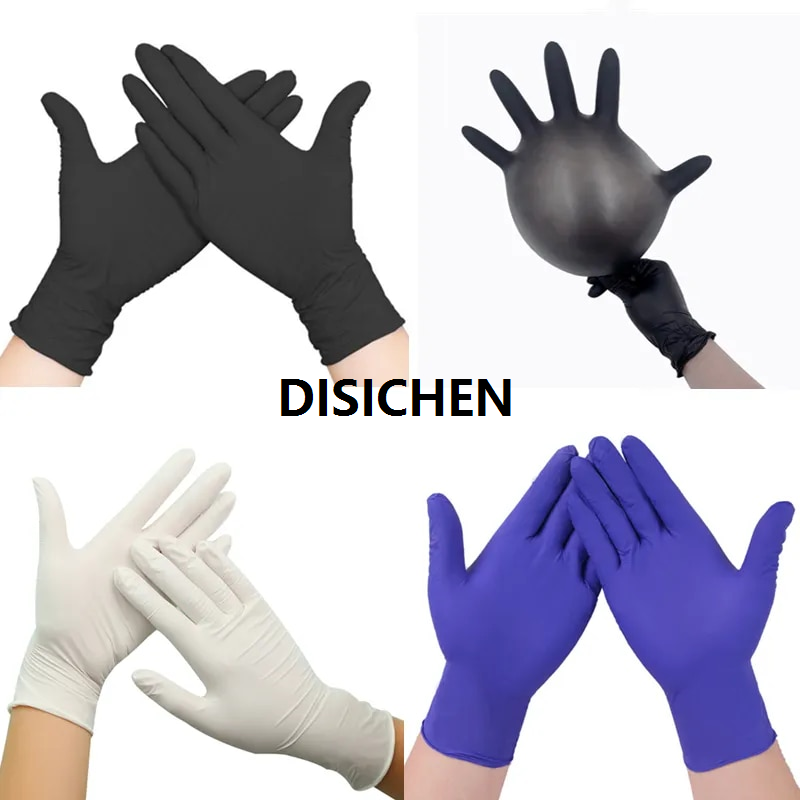 DISICHEN 50/100PCS Disposable Nitrile Latex Rubber Gloves Dishwashing/Kitchen/Work//Garden/Household Cleaning Gloves Black/Blue Gloves 2025 New