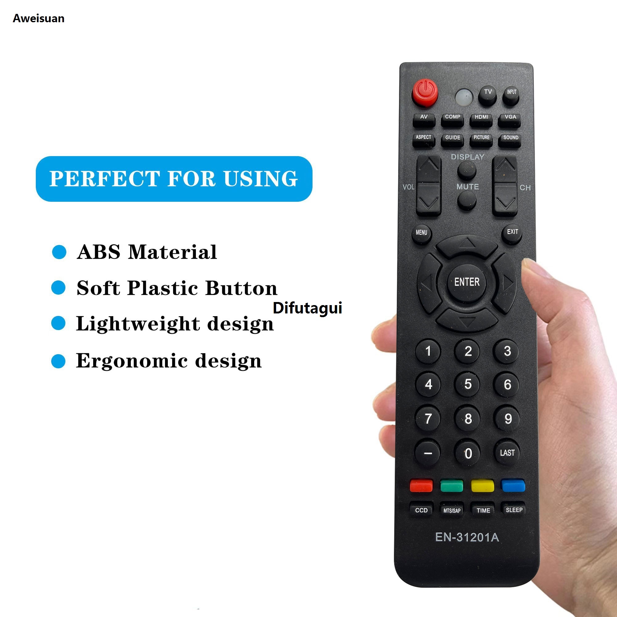 Difutagui Hot Selling EN-31201A Replacement Universal Remote Control 2025 New for Hisense LED HDTV LTDN42V77US LTDN46V86US