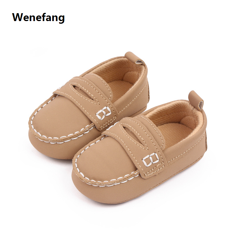 Wenefang Fashion Leather Infant Crib Shoes for Baby Boys Loafers Newborn Fashion Footwear Toddler Soft Sole Anti-slip Moccasins 1 Year Old Items