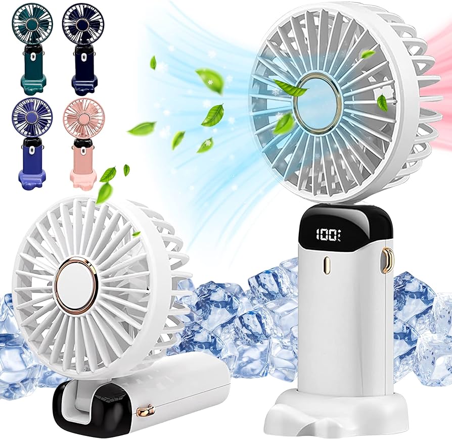Handheld Fan, Portable Fan, USB Rechargeable Handheld Fans with 5 Speeds Battery Operated Summer Outdoor and Small Pocket Fan