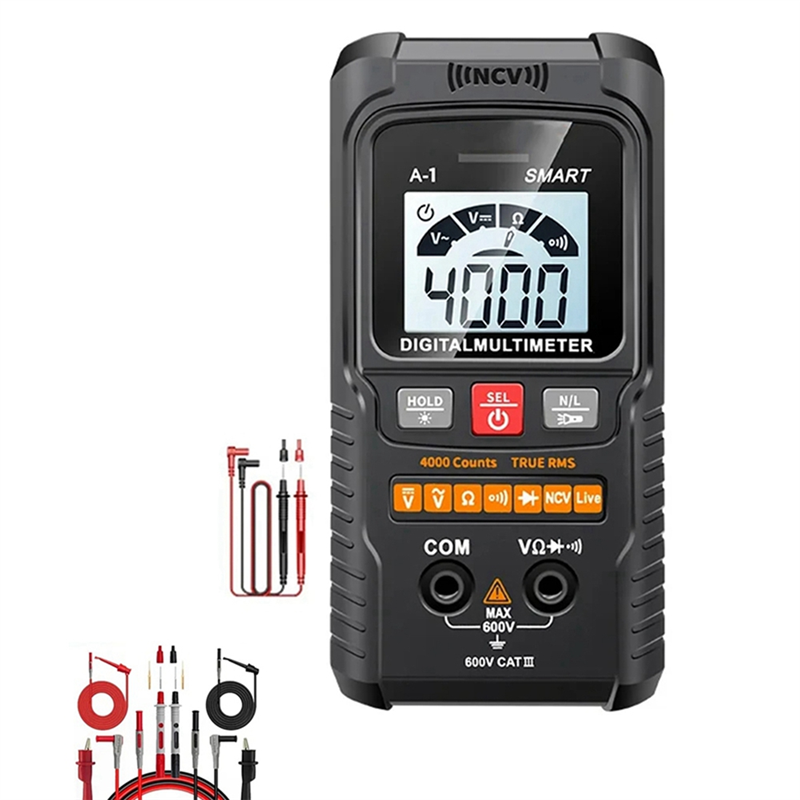 Smart Digital Multimeter 4000 Counts Professional Multimetro Non-Contact Auto Range AC/DC Voltage NCV Ohm Durable Easy Install