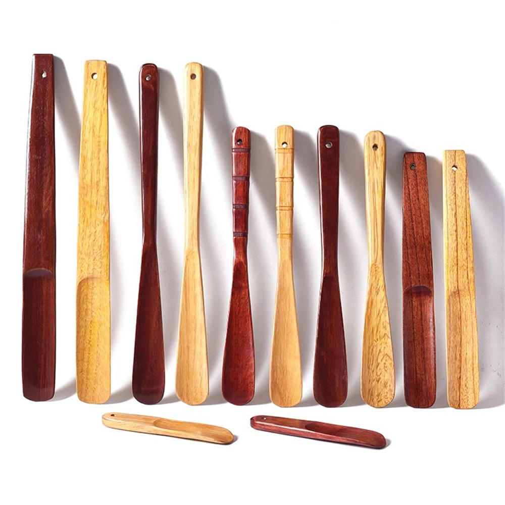 Wooden Shoe lifter Sturdy Solid wood Wood shoehorn Long handle shoe for Home accessory Shoe store item Dressing aid tool Elderly assistance Travel