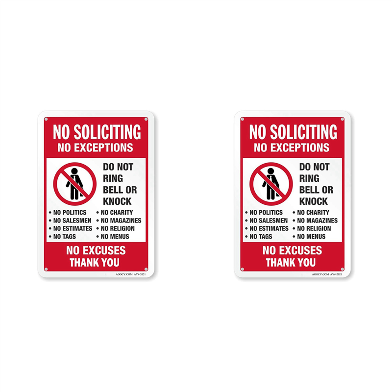 ARELENE 2X No Soliciting Sign, Funny Decor for House Door Office Business Yard,Metal Aluminum Rust Free, No Excuses