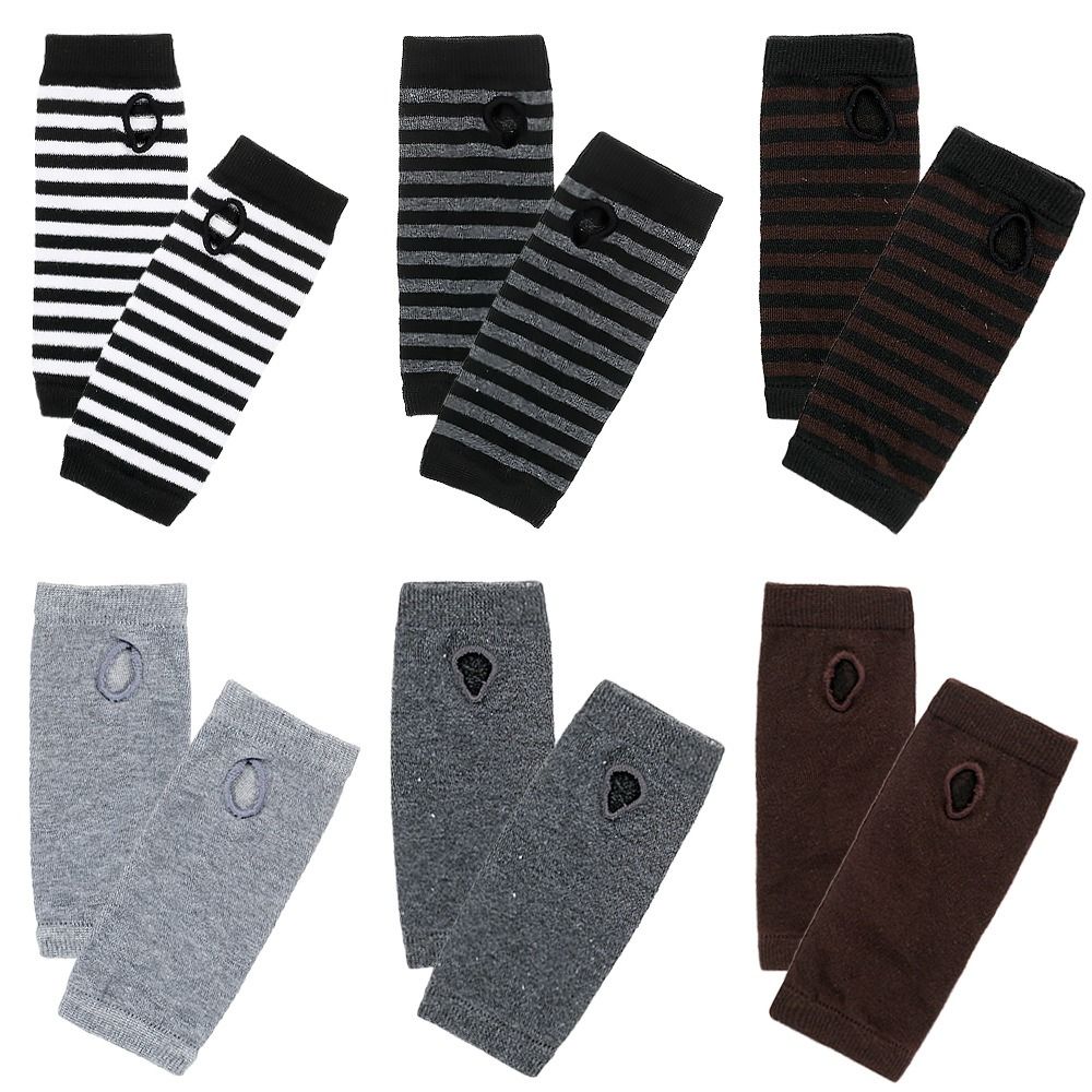 Fashion Accessories Cartoon Elasticity Gloves Half Finger Stripes Mittens Knitted Fingerless Gloves