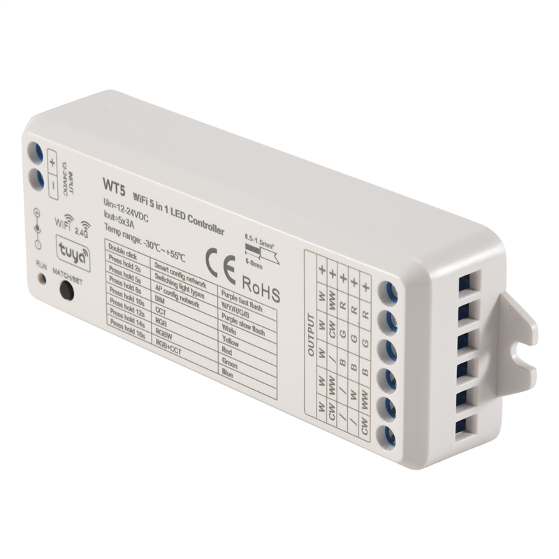 NAMUNY 2X Tuya LED Controller 5 in 1 Dimmer CCT RGB RGBW RGBWW RGBCCT Strip Smart Life Wifi 2.4G RF Remote Controller 12-24V