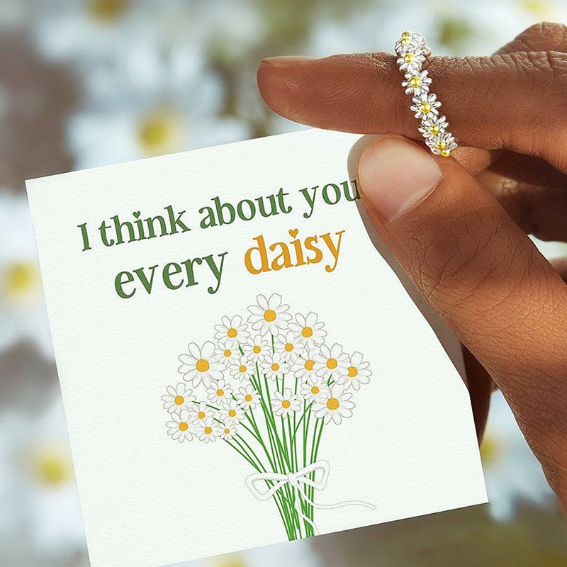 Vintage Daisy Rings For Women Cute Flower Ring Adjustable Open Cuff Wedding Engagement Rings Female Jewelry