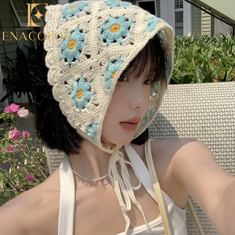 Enacolor Chunhan Head Wear Triangular Scarf Dopamine Bandanas Sweet Girly Hair Accessories Ins