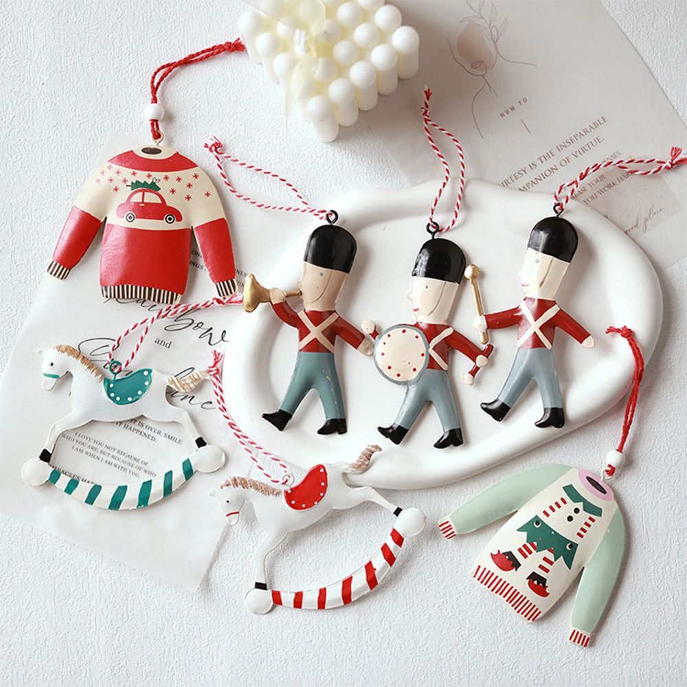 Gift Nordic Christmas Hanging Pendants Red&White Star Heart Xmas Tree Decor Photo Prop Party Supplies Embellishment Festival