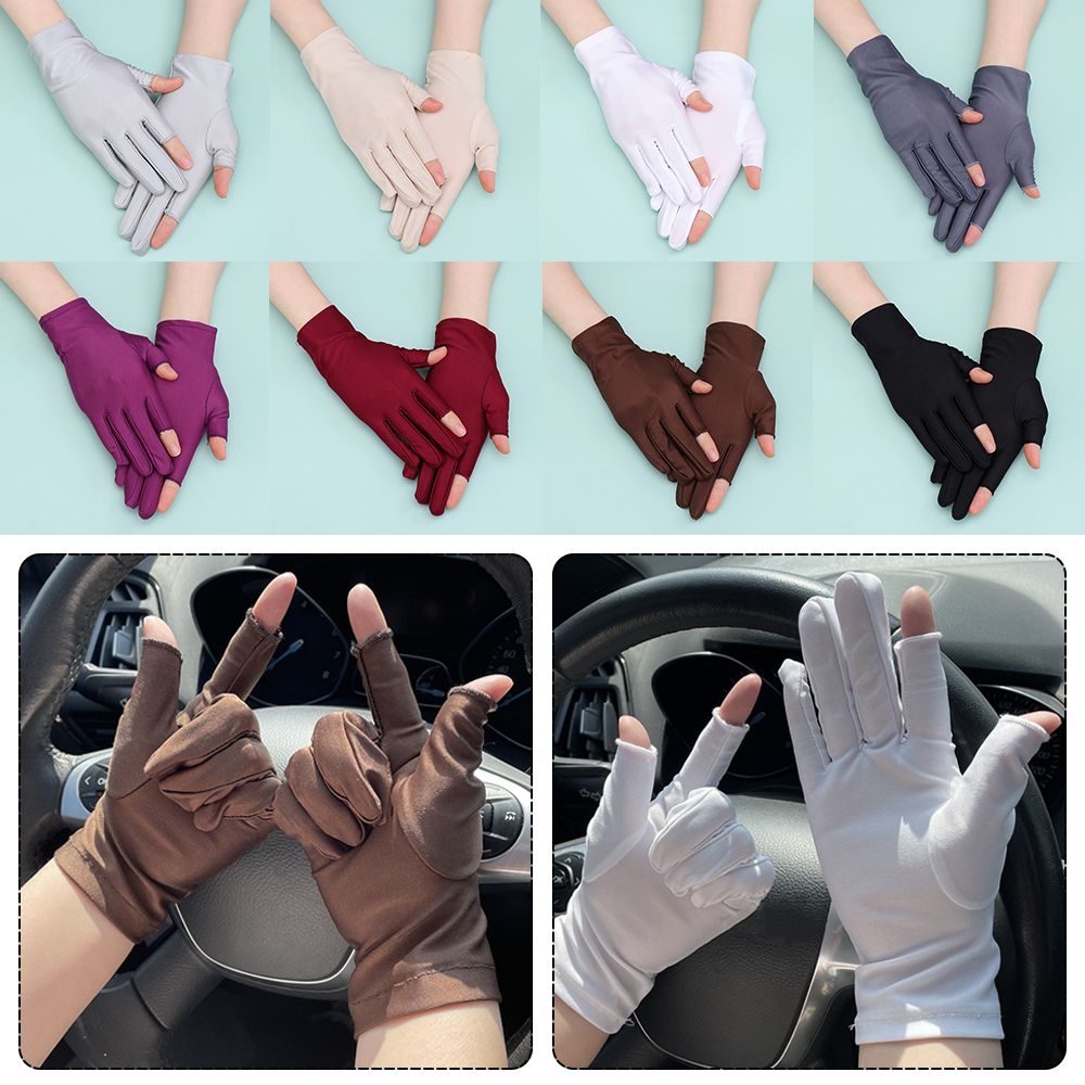 Tight Short Stretch Sports/Biking Summer Mittens Driving Gloves Two Finger Touch screen Thin Spandex Gloves