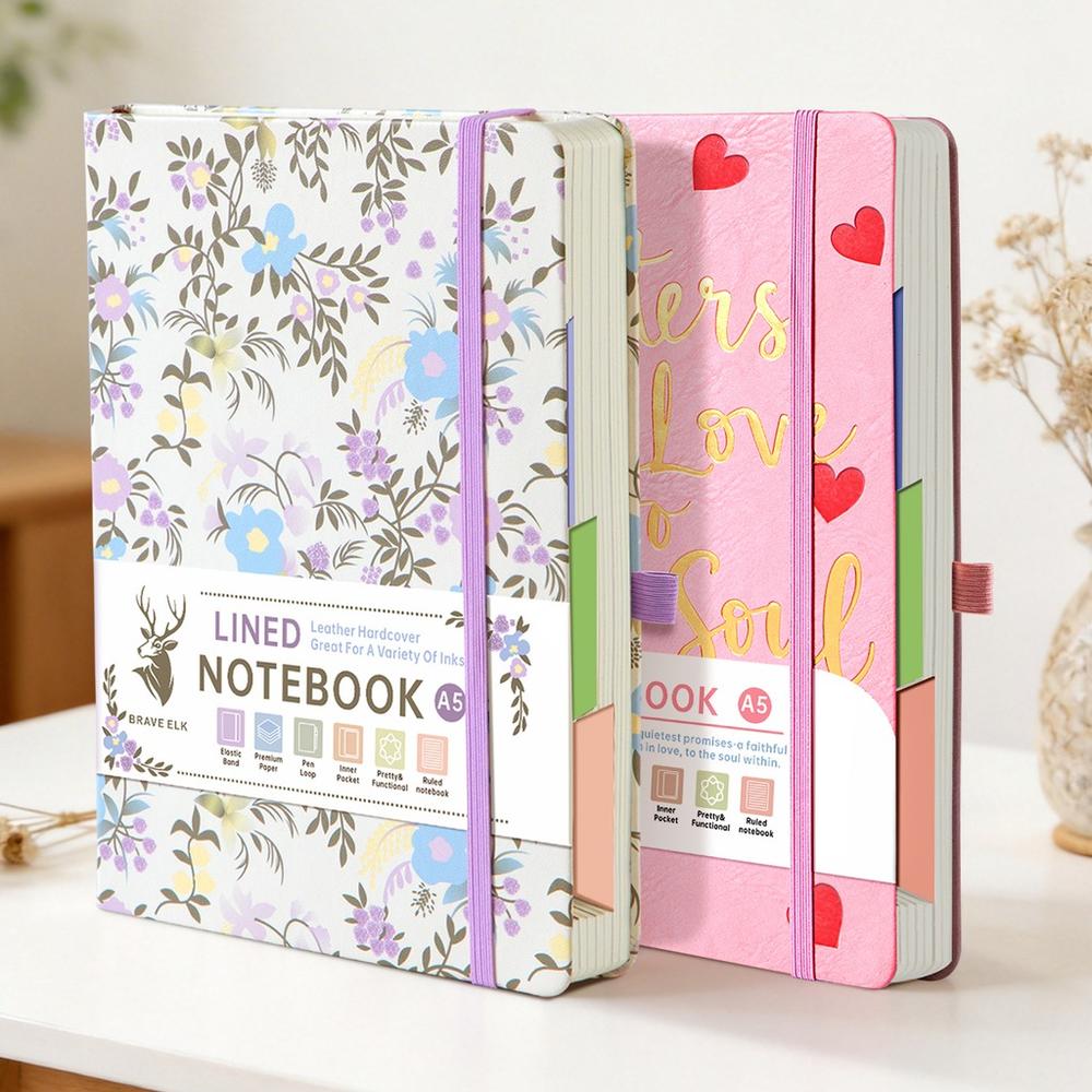 Sturdy A5 Notebook Smooth Mixed Inner Pages Notepad Practical Ink-Resistant 4-In-1 Sketchbook for Color Painting Scrapbooking Diary Writing