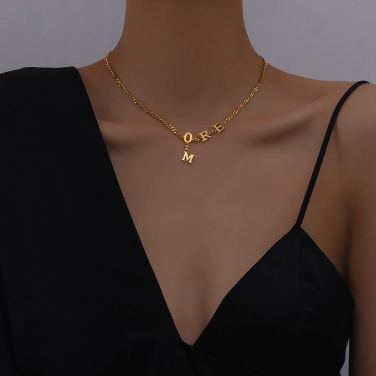 【Trendy designs】Simple Retro Sense K Gold MORE Necklace Women's Instagram Style Cold Style Collarbone Necklace Chain