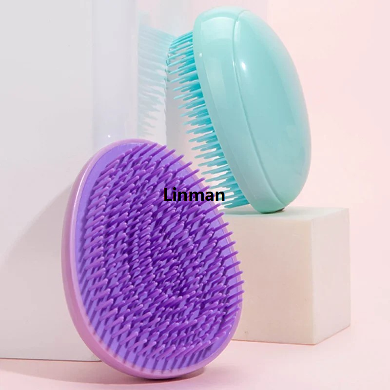 Linman Portable Mini Egg Shape Hairbrush Scalp Mass age Comb Comb Detangling Hairdressing Travel