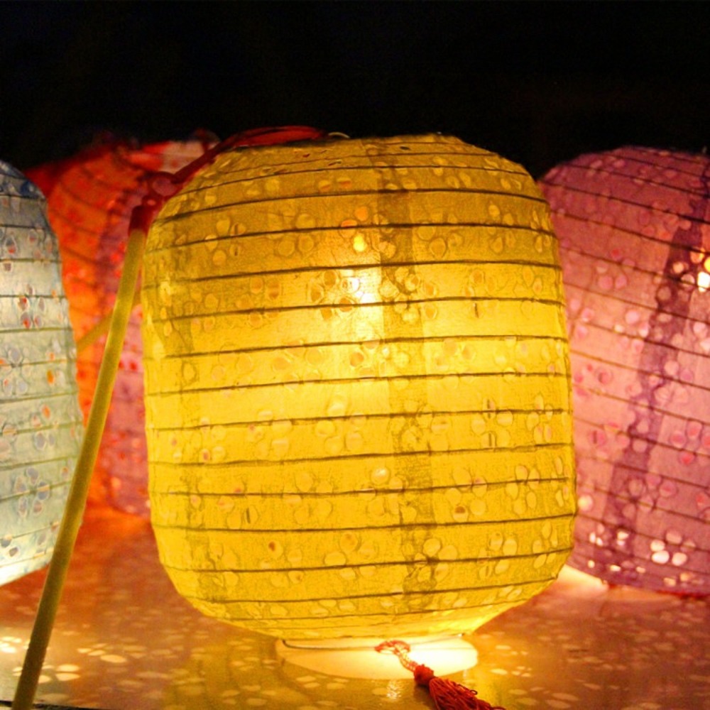 Cylindrical Paper Lantern Chinese Style Portable Colored Hanging Lampion Exquisite DIY Hollow Lantern