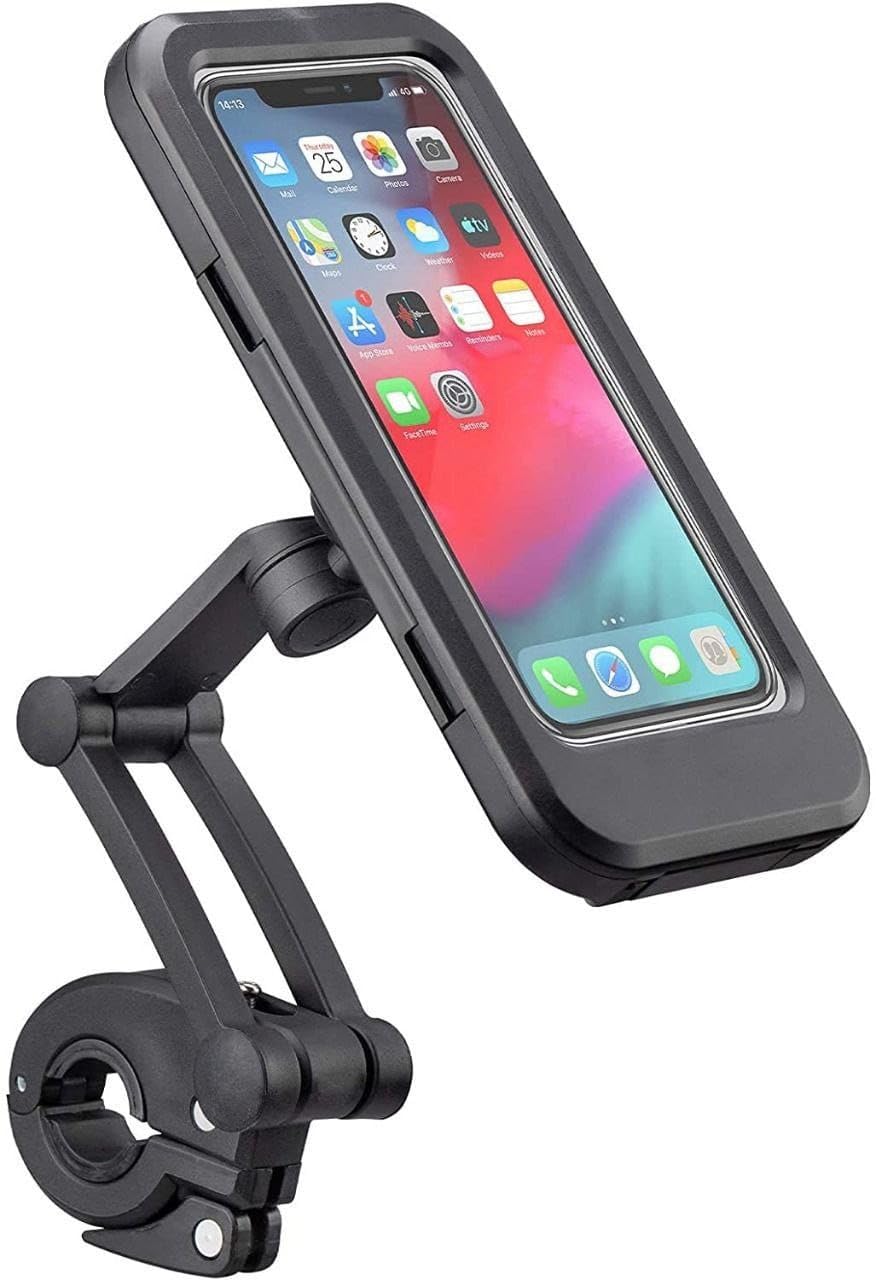 Fully Waterproof Handlebar Mobile Phone Mount Holder 360 Rotation Bike Bicycles Holder for Any Smartphone GPS (Black, 19.3x9.9mx2.5cm) | E1