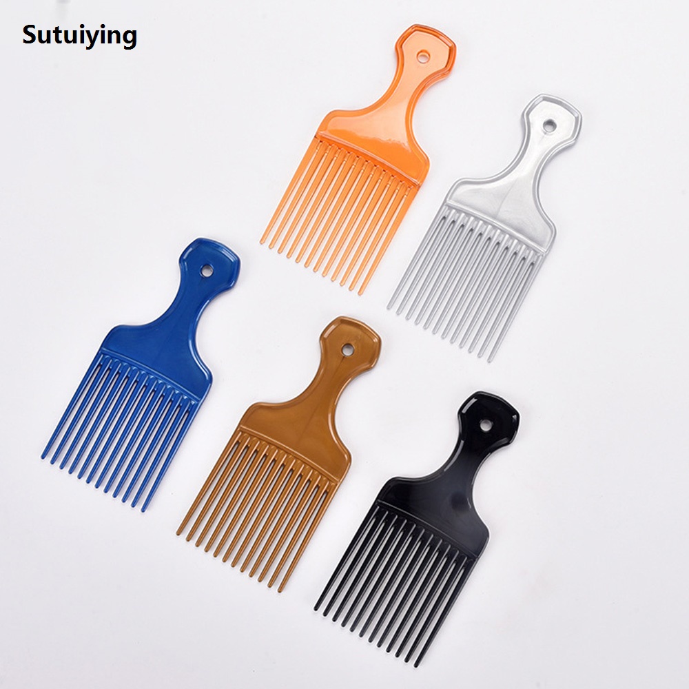 Sutuiying 1 Piece Wide Teeth Brush Pick Comb Fork Hairbrush Insert Hair 2025 Pick Comb Plastic Gear Comb For Curly Afro Hair Styling Tools