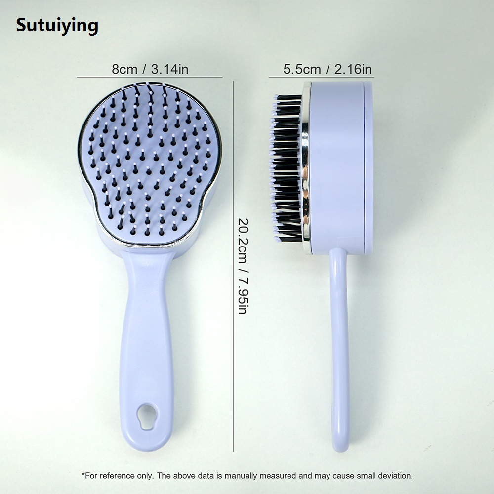 Sutuiying Cleaning Massage Comb Scalp Massaging Comb Easy-to-Clean One-Button Fashion Operation Salon Anti-tangle Anti-static Combs Styling Tools