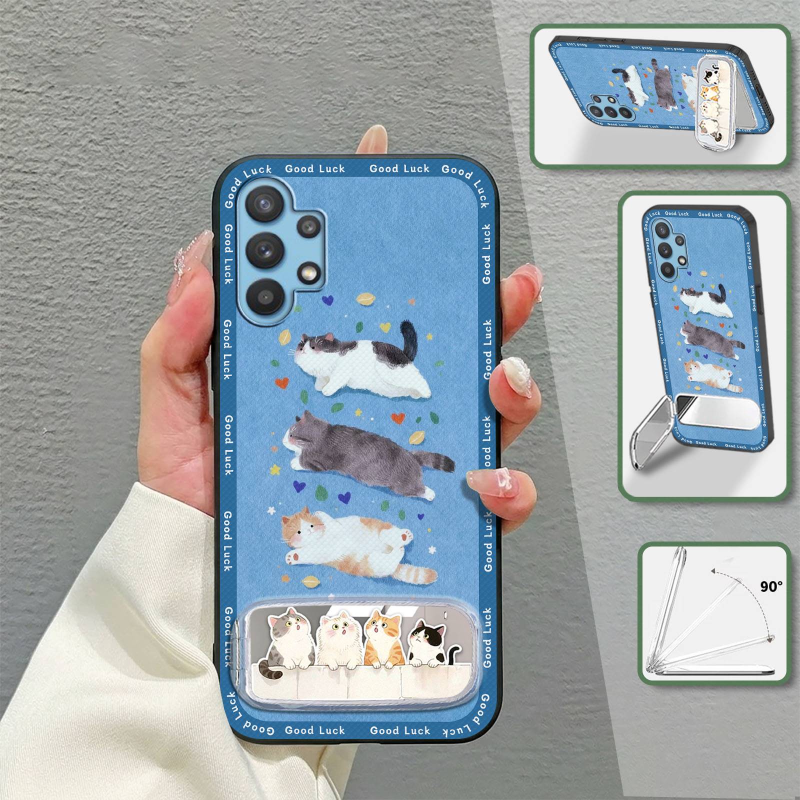Cute Kickstand Phone Case For Samsung Galaxy A32 4G/A32 LTE/SM-A325F Durable Cartoon Shockproof three-dimensional Plush