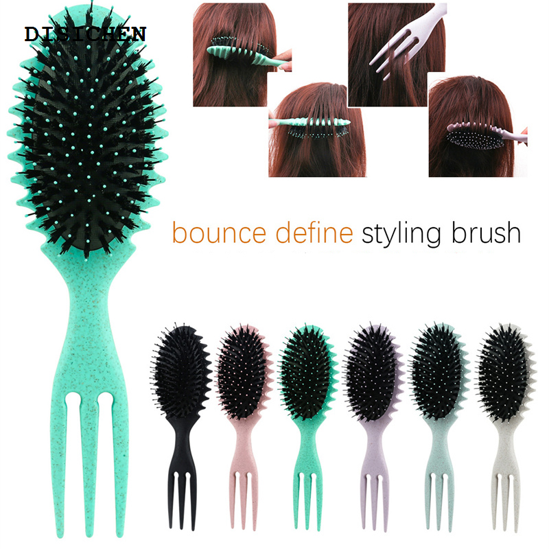 DISICHEN Profesional Bounce Curl Define Styling Brush Curls Define Brush Update Boar Bristle Detangling Anti-static Shaping Defining Curls Hair Comb