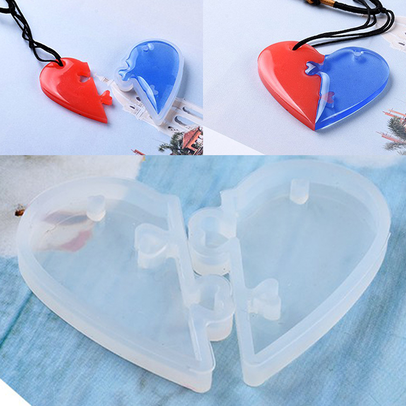 Love Heart Charms Pendant Silicon Mold DIY Making Jewelry Resin Mould Craft Wodde