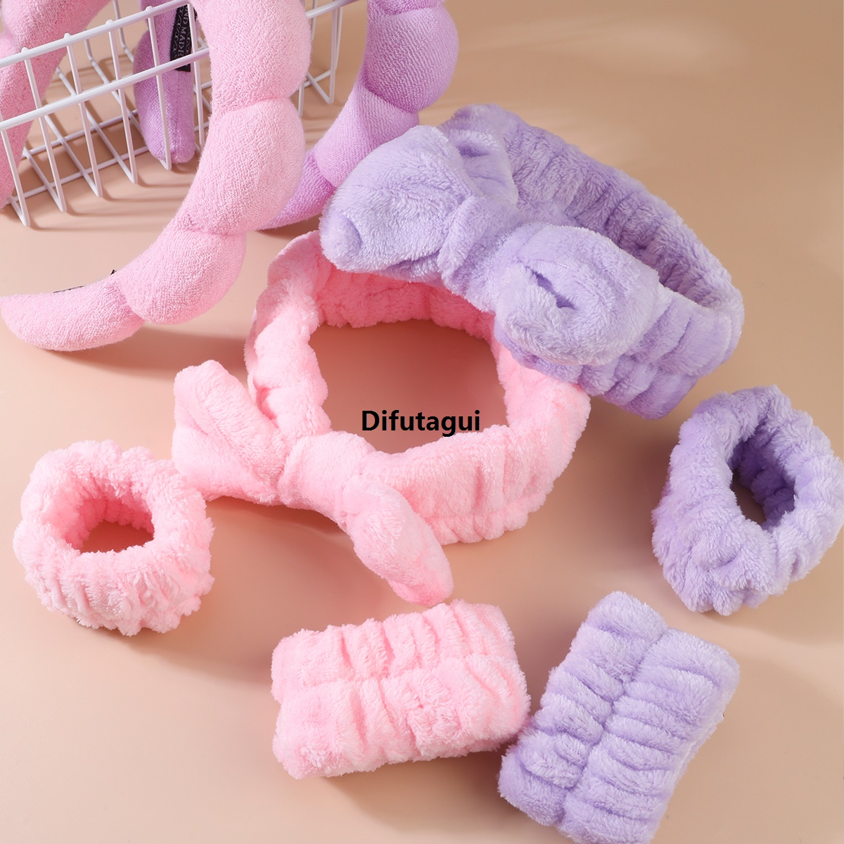 Difutagui Fashion 4pcs Skincare Accessories For Face Wash Skincare Hair Accessories，Sponge 2025 New Spa Headbands Wristband Set, For Washing Face Makeup