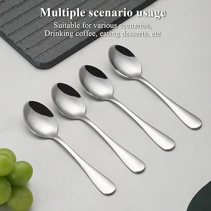 6Piece Stainless Steel Tea Spoon Set for Tea, Coffee, Sugar & Spices, Small Spoons, Silver, Thickness -14cm