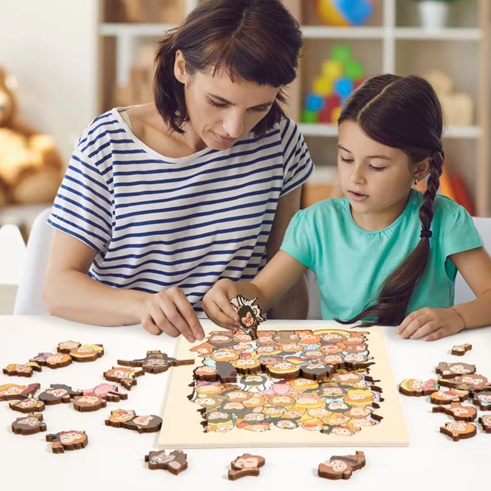 Creative Irregular Shaped Wooden Wukong Jigsaw Puzzles Challenging Brain Teaser Snack Stacked Shape Puzzles Irregular DIY Toy House Shape Puzzles Children