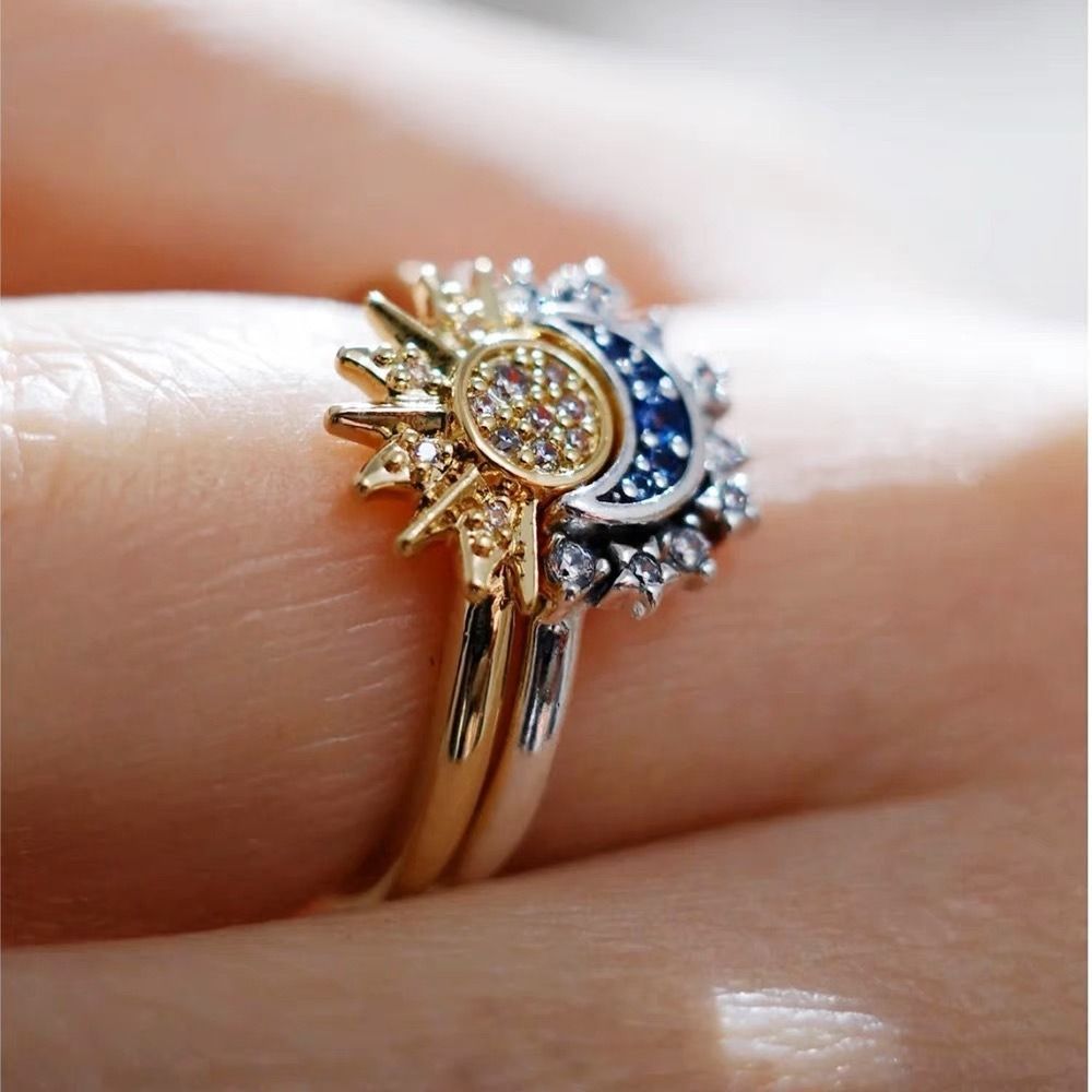 Exquisite Open Sun Ring Star Ring Alloy Jewelry Moon Finger Ring Gift