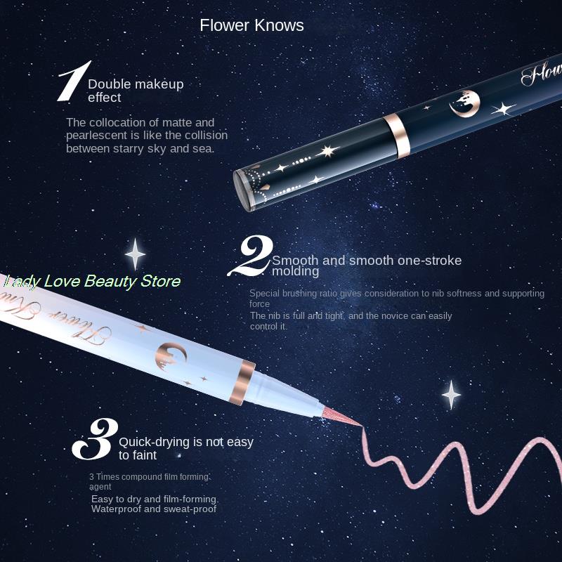 Linman totoro New style Flower Knows Moonlight Mermaid Waterproof Eyeliner 2025 New Pen Super Slim Precise Professional Liquid Eye Liner Pencil 3 Colors
