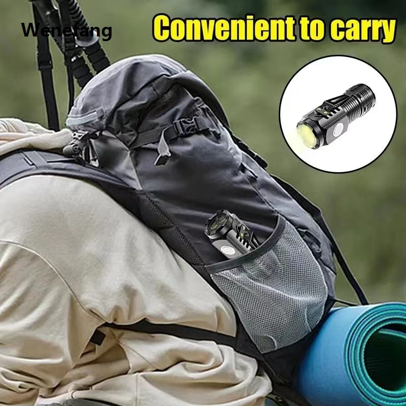 Wenefang LED Strong Light Flashlight Rechargeable Multi functional for Long New style Range Portable Outdoor Home Mini Flashlight Cap Clip Light