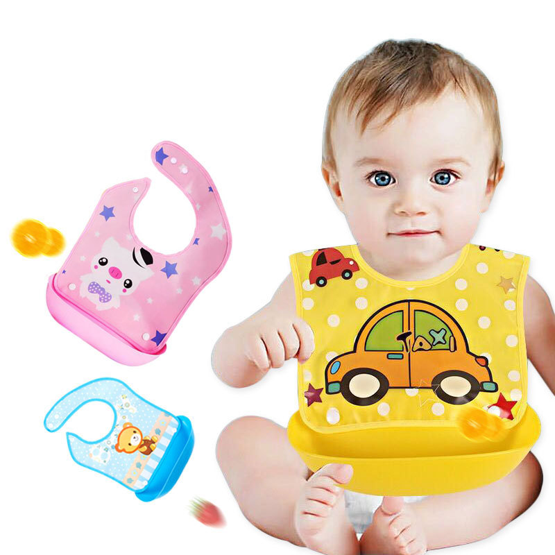 Waterproof Baby Bibs: Cute Cartoon Prints, Adjustable, Soft