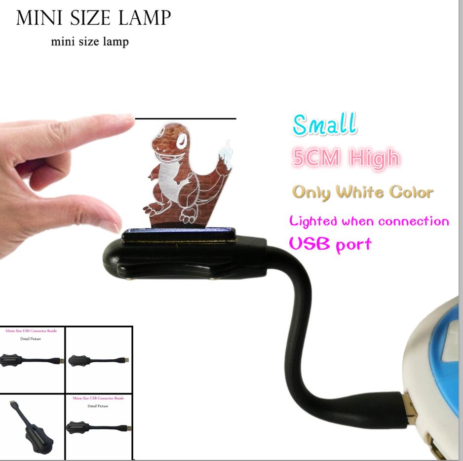 NEW 【Innovative design】Japanese Cartoon Pokemons Go Game Small Fire Dragon Figure Charmander 3D LED Dual-Mix-7-Color Chnage Auto Lamp Animal Child Gift