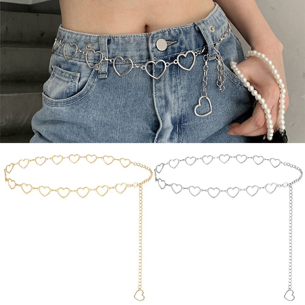 Retro Adjustable Chain Belt Gold/Silver Skinny Metal Waist Chain Belt Decorated Waist Belt for Dresses/Jeans/Sweater
